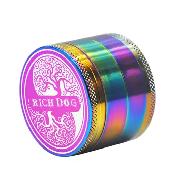 

RICH DOG Rainbow Zinc Alloy Tobacco Herb Grinder Crusher 50MM 4-Piece Metal Magnetic Herbal Grinder Hand Miller