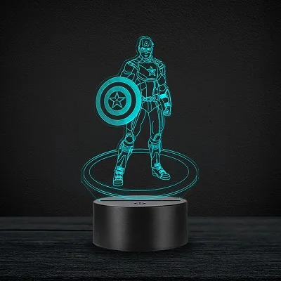 Captain American СВЕТОДИОДНЫЙ 3D светильник с мультипликационным принтом героев Marvel, Человек-паук, Дэдпул, Халк, Железный человек, домашний декоративный USB ночник, рождественский подарок - Испускаемый цвет: Captain American