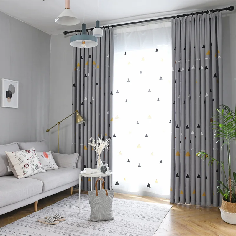 

Nordic Linen Curtains for Living Room Wind Modern Geometric Simplicity Curtains for Kids Bedroom Blackout Curtains