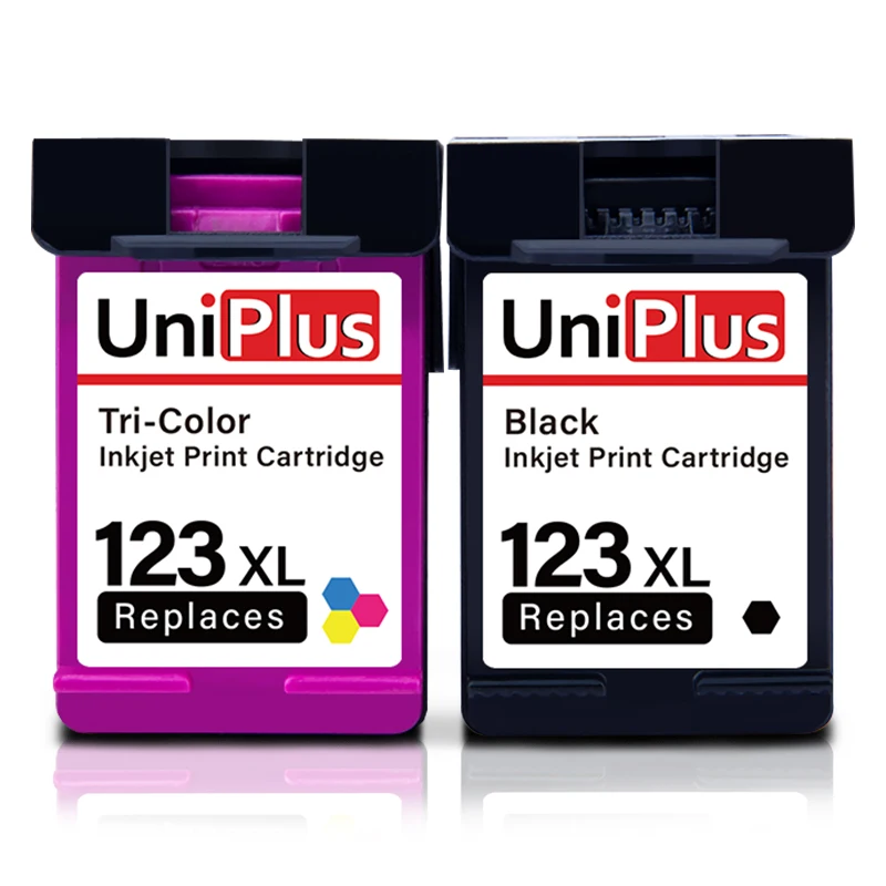 UniPlus Re-Manufactured Ink Cartridge for Printer hp 123XL hp123 Black Tri Color DeskJet Envy Officejet 3630 3632 3634 5252 5255