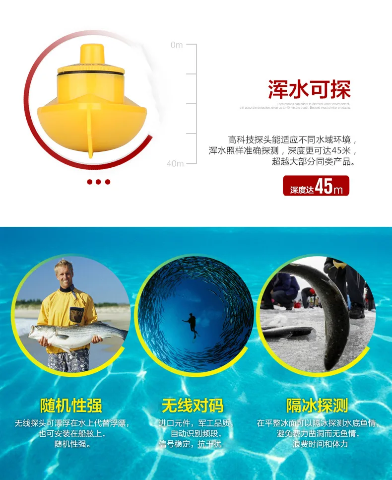 Yue часы QI-type рыболокатор беспроводной сонар визуальный высокой четкости рыболовный детектор Интеллектуальный водонепроницаемый приспособление для охоты искатель