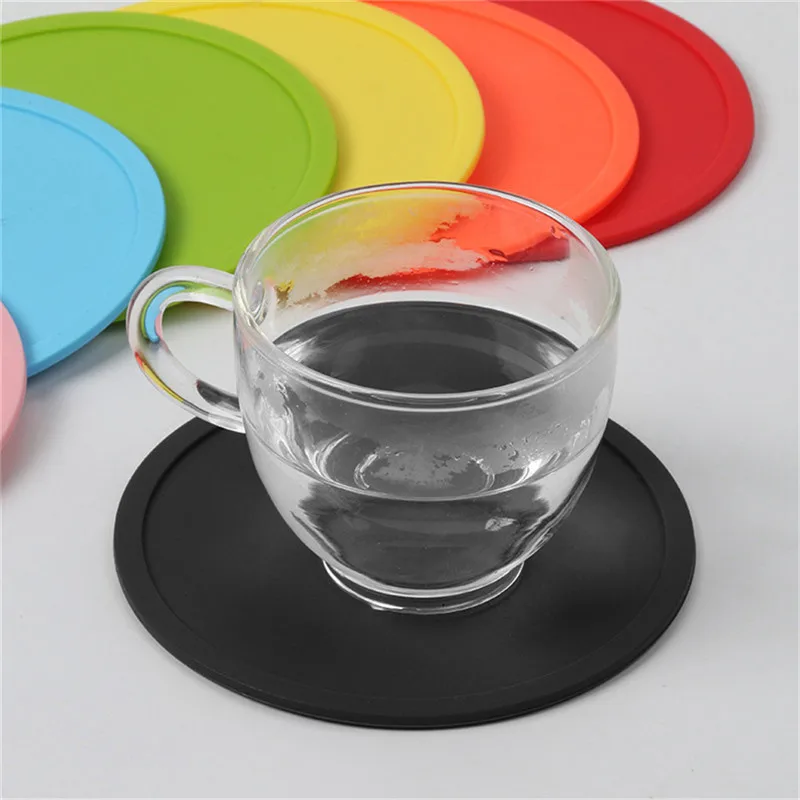 

Silicone Drink Coasters Candy-colored Silicone Round Coaster Waterproof Non-slip Tea Mat Easy to Clean Soft Sleek and Durable
