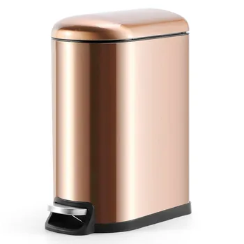 

10L Stainless Steel Rubbish Bin Foot Pedal Trash Can Wastebasket Garbage Bin Dust Bin with Lid for Home Kitchen Waste Bin