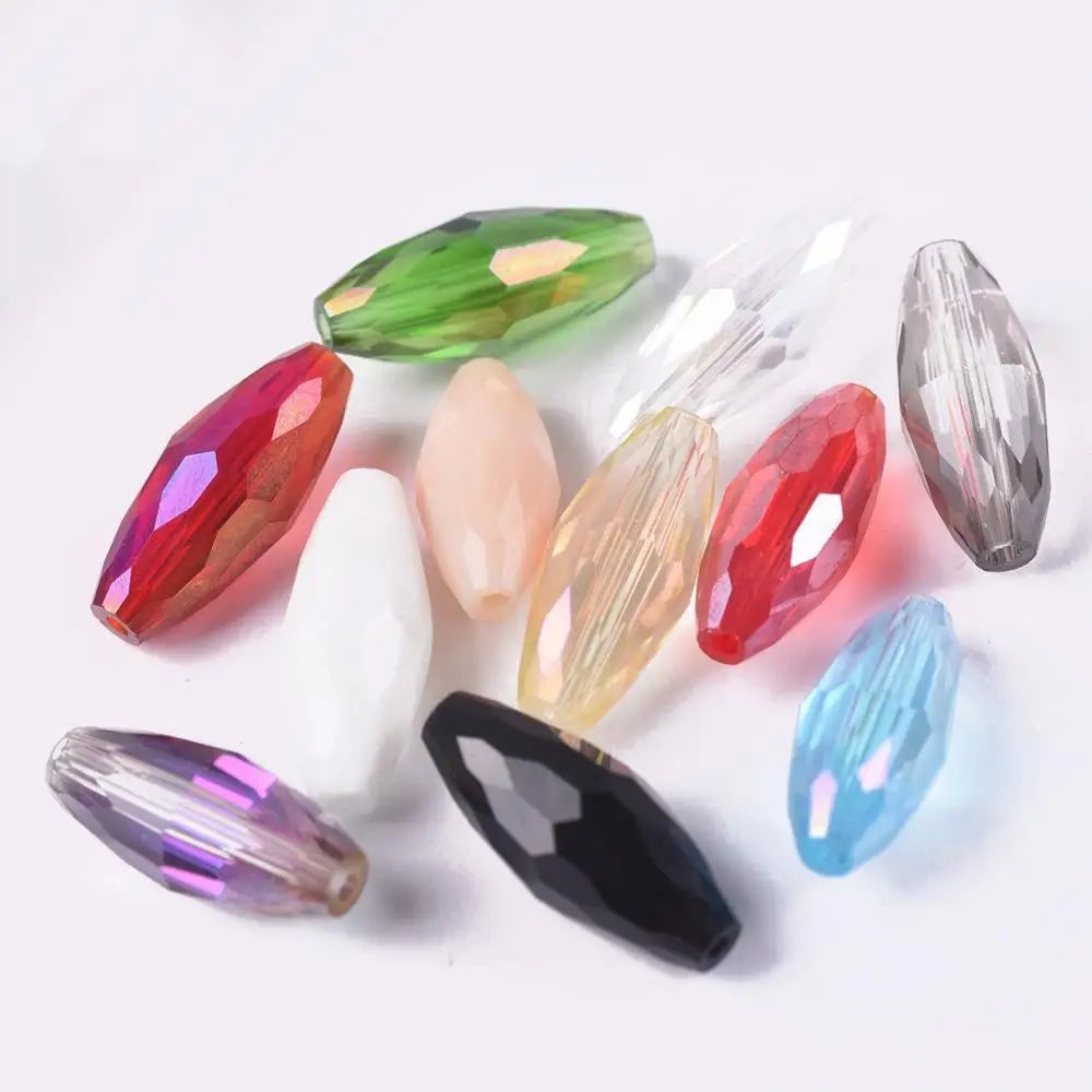 10pcs 18x8mm Oval Tube Faceted Cut Crystal Glass Loose Crafts Beads for Jewelry Making DIY 5pcs transparent 27mm austrian element peach heart pendant sun catcher crystal chandelier decor faceted glass prism love beads