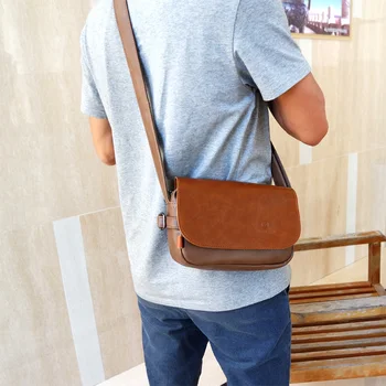 

Micky Ken new fashion simple PU leather one shoulder slant span small bag men's business leisure large capacity travel bag