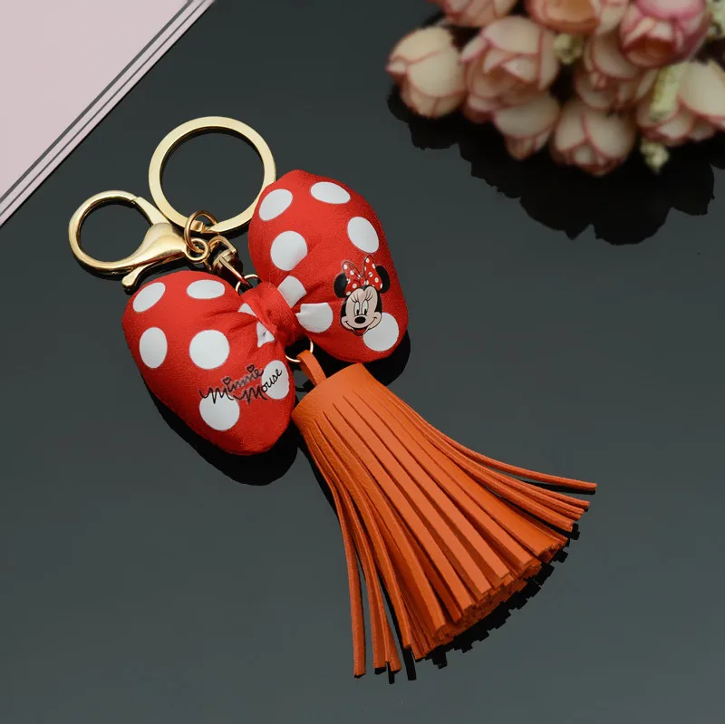 Leather Mickey Mouse Tassel Keychain Keyring Handbag Charm Keychain Fab