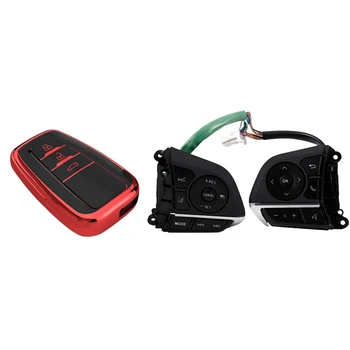 

1 Pcs Car Key Case Tpu Three Button Key Protector Cover & 1 Set Remote Cruise Control Button Car Control Buttons
