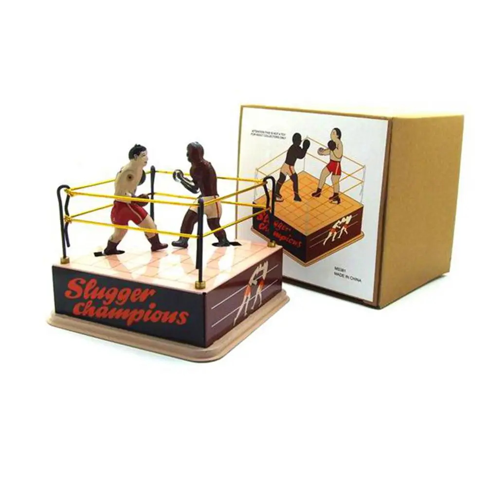 Classic Clockwork Wind up Boxing Ring Boxers Model Table Ornament Kids Toy Gift |
