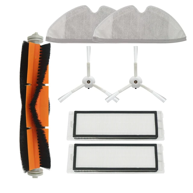 HEPA Filter + Side Brush + Main Brush for Xiaomi MI Robot Vacuum 2 Roborock S50 S51 Vacuum Cleaner Parts Accessories Burgundy