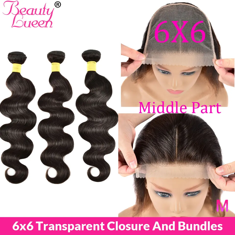 

Hd Transparent 6X6 Lace Closure With Bundles Body Wave Bundles With Closure Peruvian Hair 3 4 Bundles With Closure Remy Hair