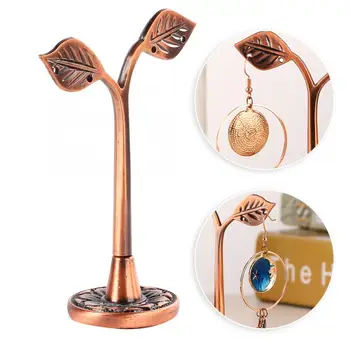 

Elegant Vintage Leaf Shape Desk Decor Ornament Ear Stud Earring Jewelry Display Stand Storage Small Iron Earring Display