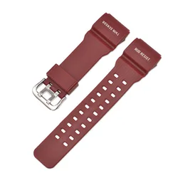 Durable Silicone Sport Watch Band - Men's Waterproof Replacement Strap with Resin Detailing (Red)