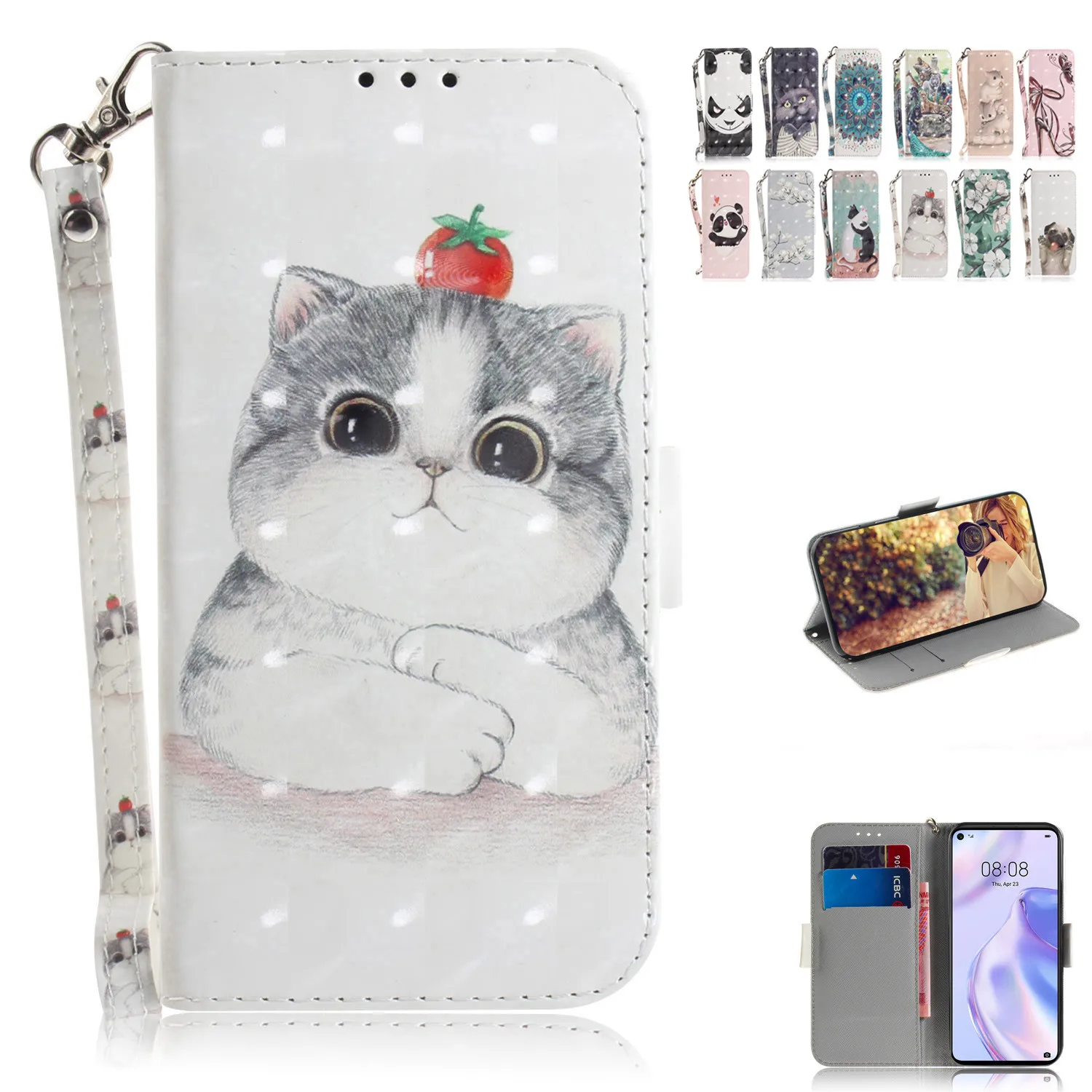 3D мультяшный кожаный флип чехол для Huawei P20 P30 P40 Mate 20 30 Lite Pro P Smart Plus 2019 S Z бумажник|Бамперы| |