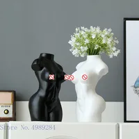 Human Body Ceramic Vase Black and White Nude Abstract Human Female Naked Girl Flower Vase Home Decoration Crafts Ornaments 2