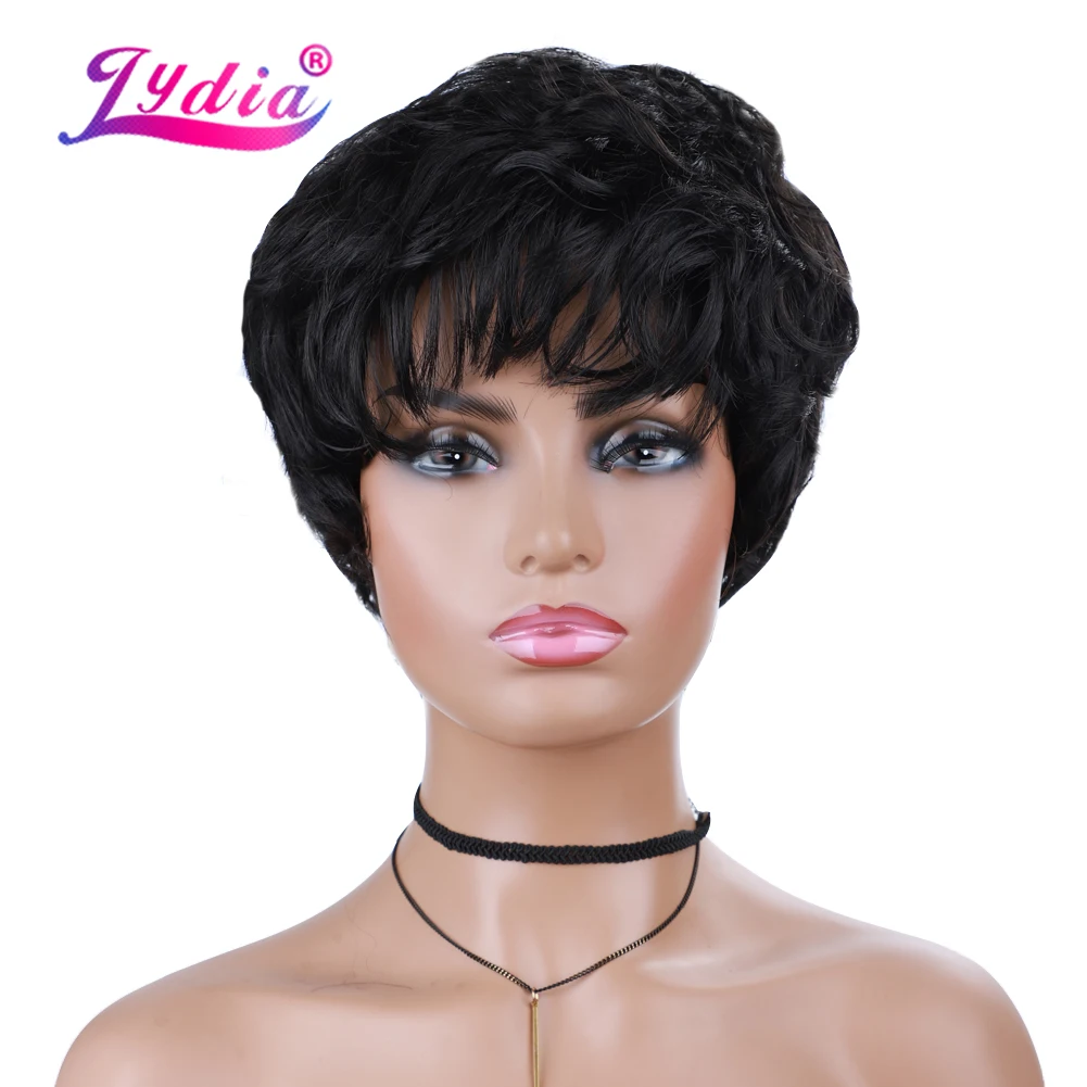 

Lydia Synthetic Short Wave Kanekalon High Temperatural African American Russian Daily Wigs Free Bang All Color Curly Wig