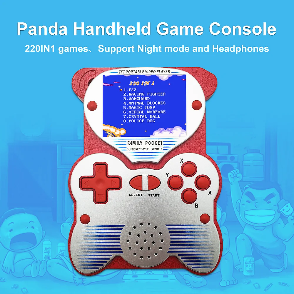 Зарядная игровая консоль с встроенным 220 играми 2,5 дюймов Портативный ЖК-экран классический ТВ выход видео игровой плеер для детей