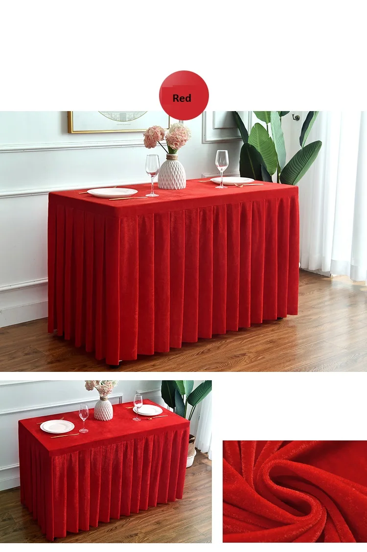 Hotel Conference Tablecloth Velvet Table Skirting Cover