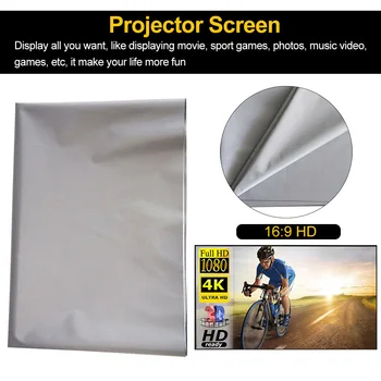 

16:9 HD Light Resistant Wall Mounted Accessories Rectangle Projection Screen Games Anti Crease Portable Foldable Indoor Outdoor