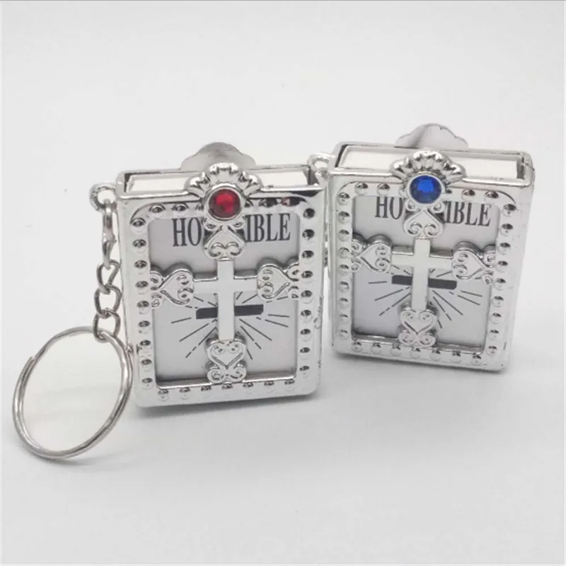 1pcs Silver/Golden Mini Baptism for Bible Recuerdos Bautizo Biblias Keychain Pendant Communion Party Decorations-C