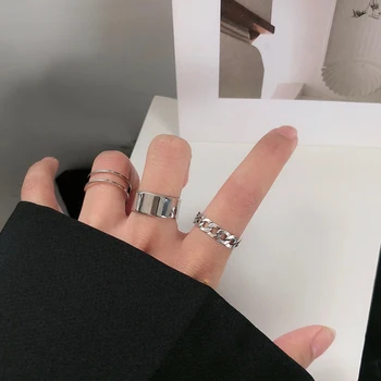 

Hip-hop cold wind street snap ring opening character width index finger ring chain buckle joint ring tail ring