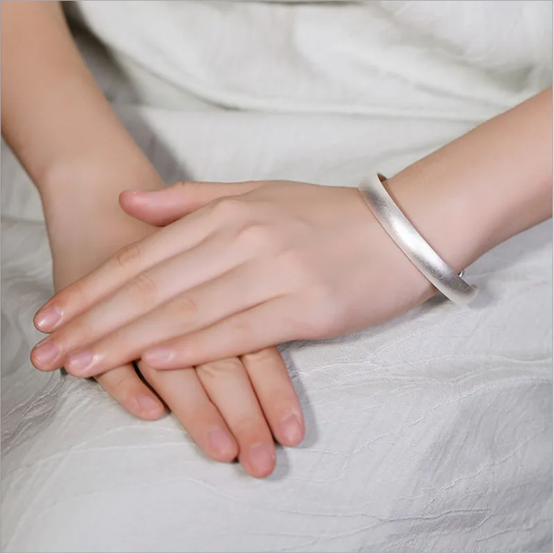 Big Uglyless 1 шт. 999 чистого серебра браслеты без надписей для женщин и мужчин любителей ювелирных изделий матовая поверхность открытые серебряные браслеты 2 размера BA703 - Цвет камня: Big