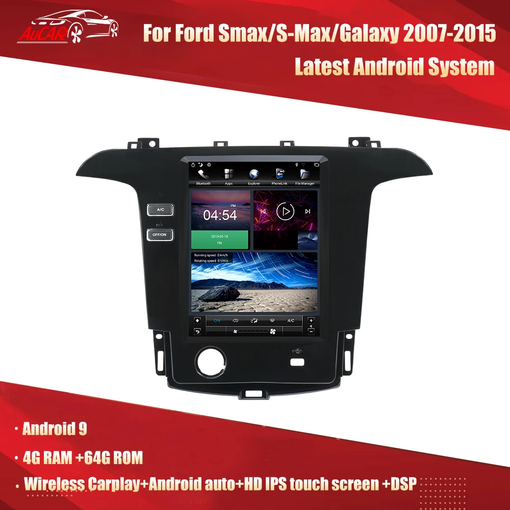 Автомагнитола AuCAR для Ford Smax/S-Max/Galaxy 2007-2015 T-Style Android GPS-навигация автомобильный