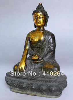 

Free Shipping Old Collectable Tibet Pure bronze Buddhism Buddha Sakyamuni Buddha Statue
