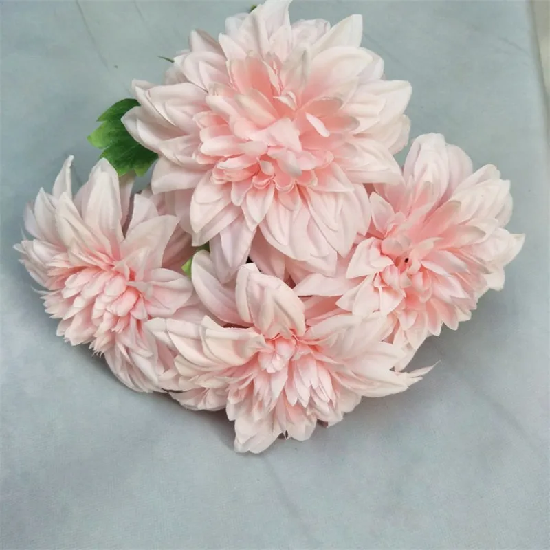 8 шт. поддельные Dahlia(5 стебель/пучок) 17,7" Длина Моделирование помпон для свадьбы дома витрина декоративные цветы