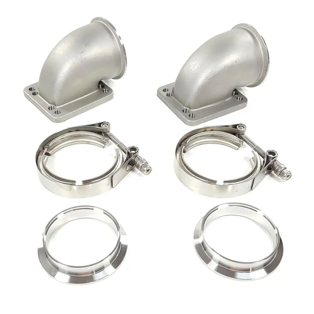 

For T3 T4 Turbo Pair 3.5" Vband 90 Degree Cast Turbo Elbow Adapter Flange +Clamp