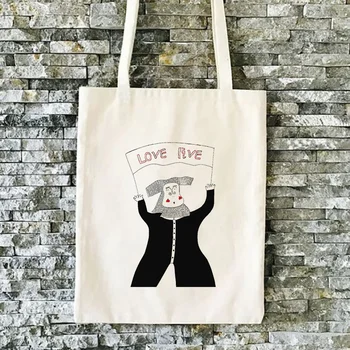

Art Hand-painted Illustration Series Canvas Handbag Ecological Reusable Tote Bag Recycle Fashion Bag Shopping Bag
