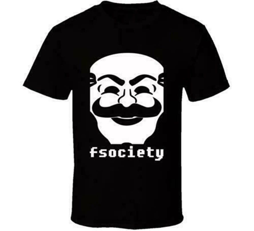 Новая футболка Fsociety Mr Robot Hacker Mask белого и черного цвета для мужчин размер США s-xxxl