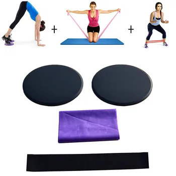 

3Pcs Yoga Gliding Disc Stretch Belt Set Hip Fitness Pulling Strap Pilates Sliding Plate