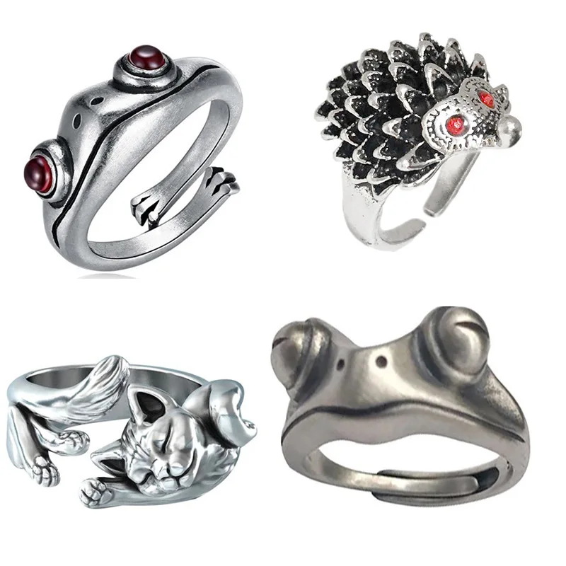 Trendy Cute Frog Women's Rings Elegant Hip Hop Punk Animal Rings for Women Wedding Party Jewelry Wholesale 2021