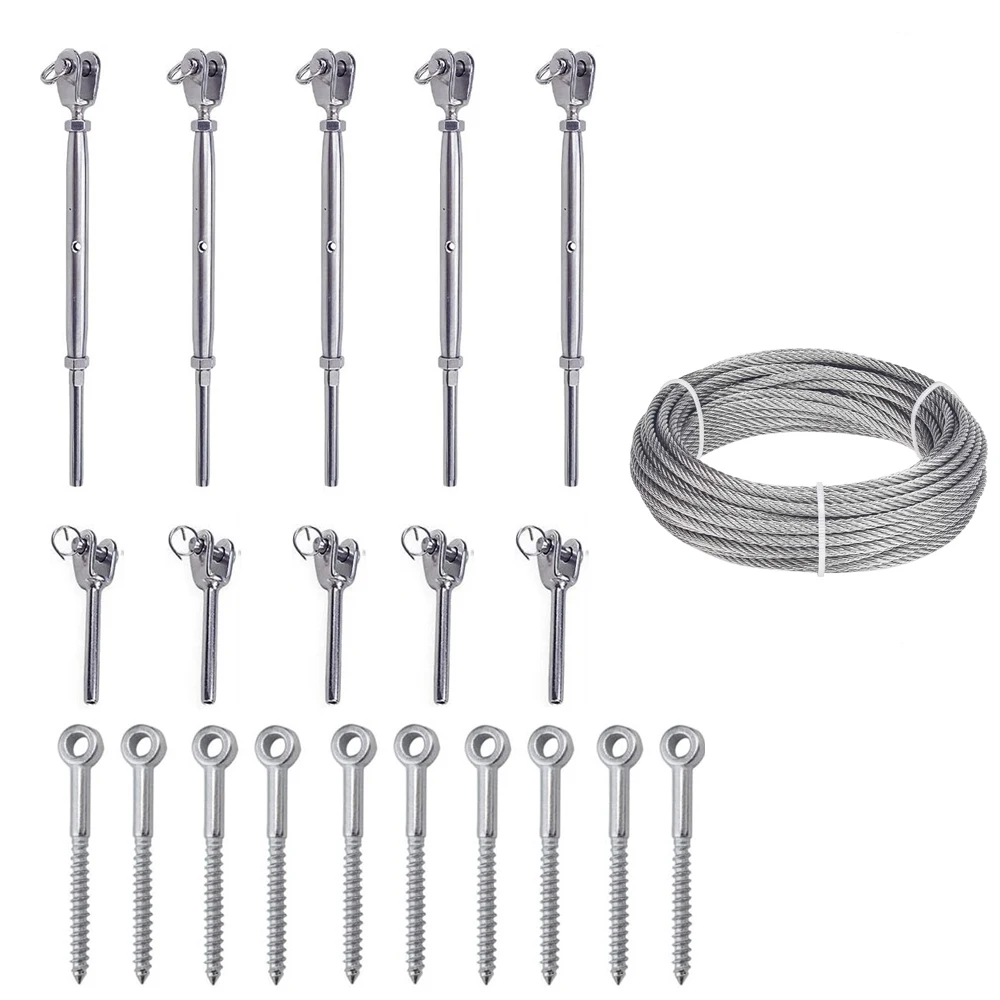 10 X Kit Stainless Steel Grade 316 Balustrade Kit  DIY Wire Rope Eye/Eye 7 x 7 