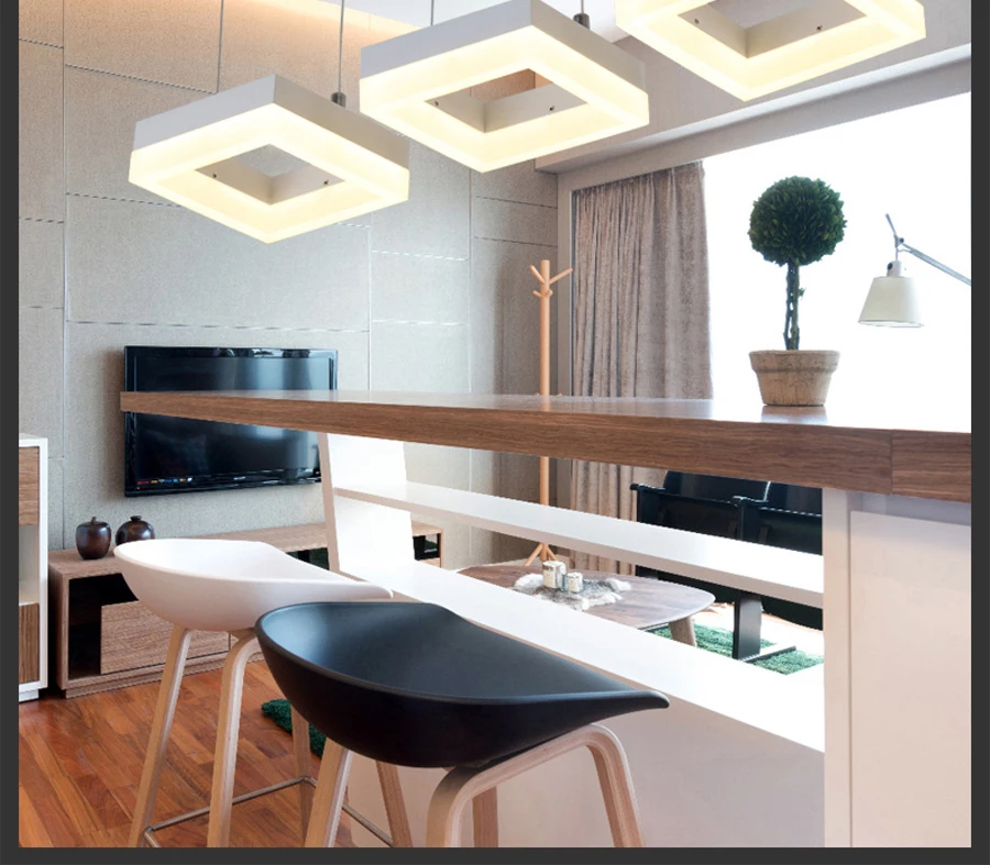 Современные светодиодные подвесные светильники для столовой, гостиной, акриловые Алюминиевые прямоугольные светодиодные подвесные светильники, AC85-265V