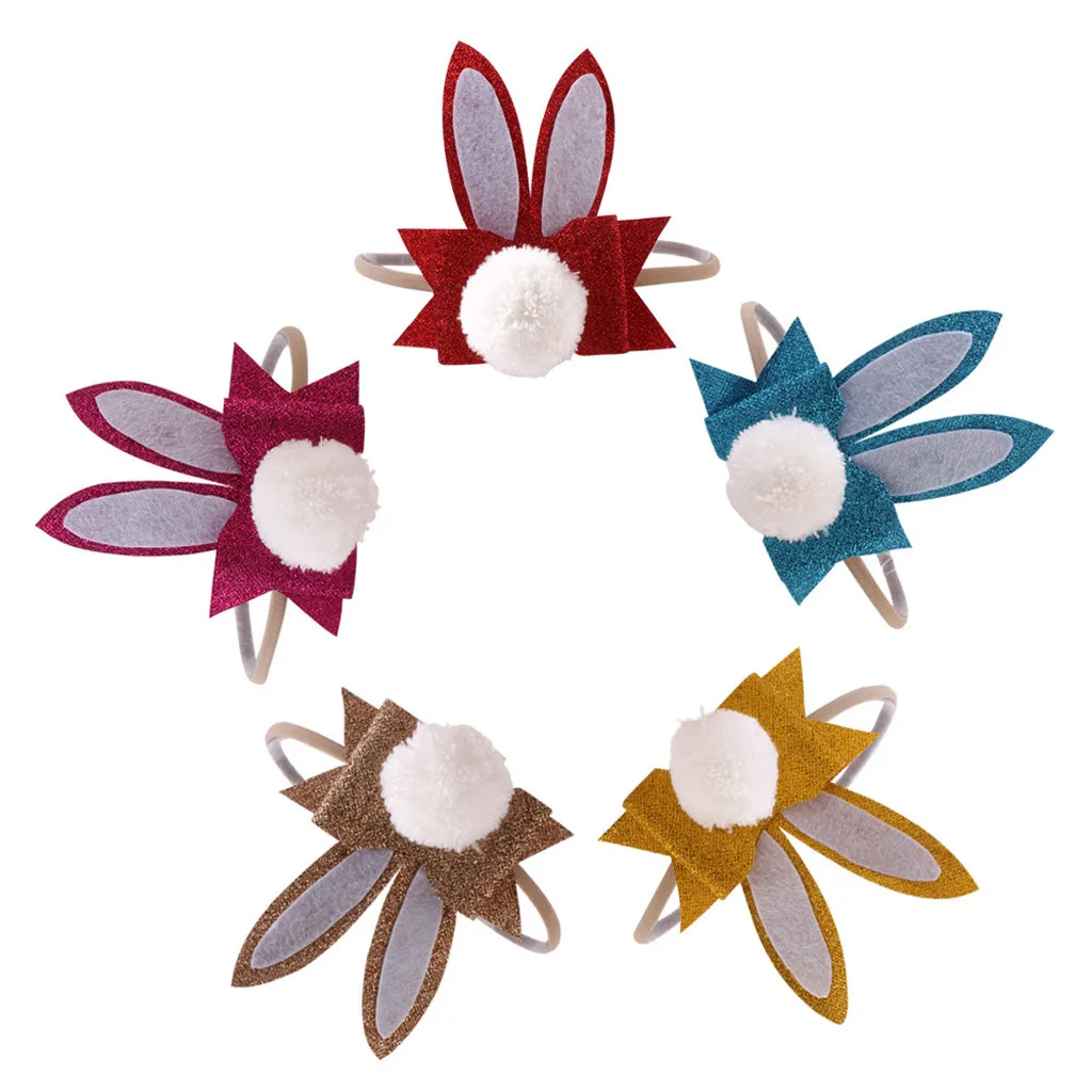 Baby plush rabbit ear hair ring hair accessory Baby Toddler Girls Kids Bow Knot Turban Headband Hair Band Child 