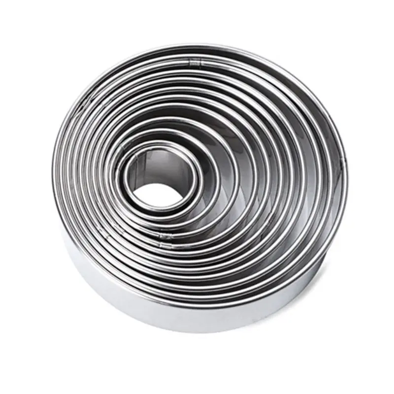 Open Cutter Round Cookie Molds Stainless Steel Sweet Moulds for Cooking 14 Pcs