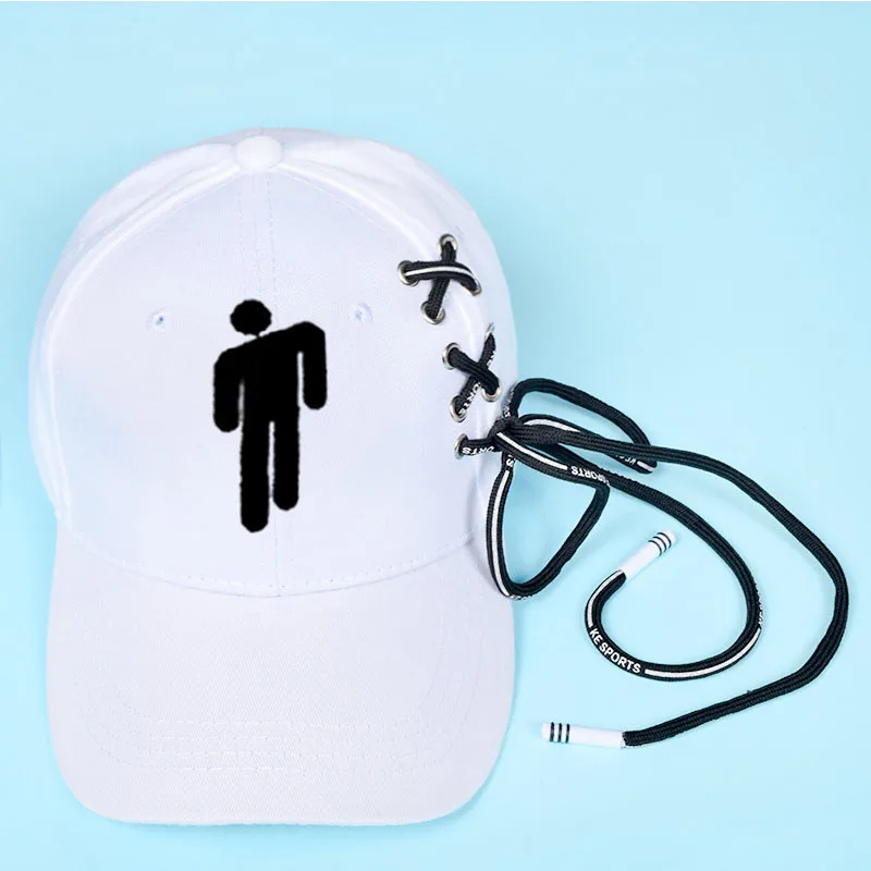 

European and American Rapper Billie Eilish Hat Personalized Long Tassel Tie Baseball Cap Printed Canvas Dome Hats Unisex