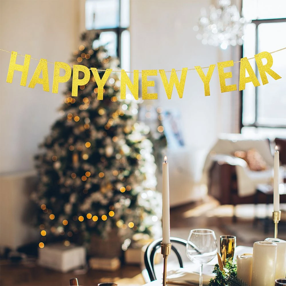 Christmas Home Tour 2022 New Fashion New Year 2022 Glitter Christmas Decoration Bunting Banner  Christmas Decorations For Christmas Offers Happy New Year|Banners,  Streamers & Confetti| - Aliexpress