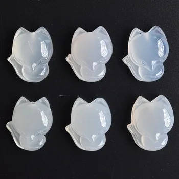 

Wholesale 6pcs/lot Fashion high quality natural white onyx Stone charms Carved fox Pendants for diy jewelry making Free shipping
