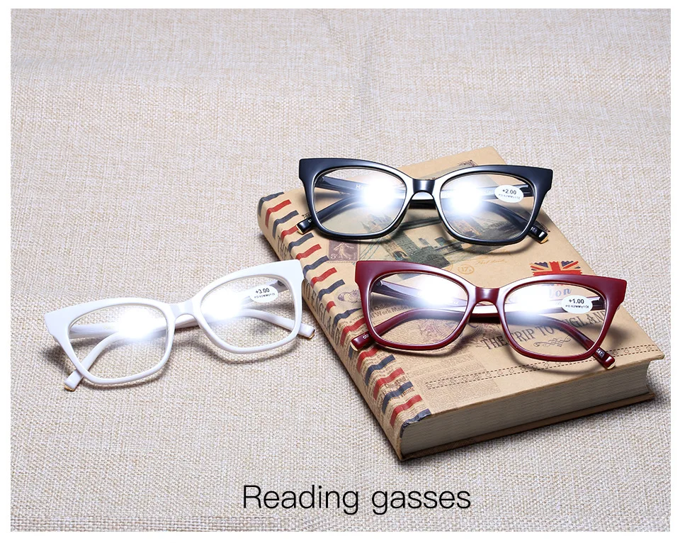 Women Fashion Concise Oversized Frame Cat Eye Light Cosy Reading Glasses Presbyopia 0.5 1.0 1.5 2.0 2.5 3.0 3.5 4.0 Diopter