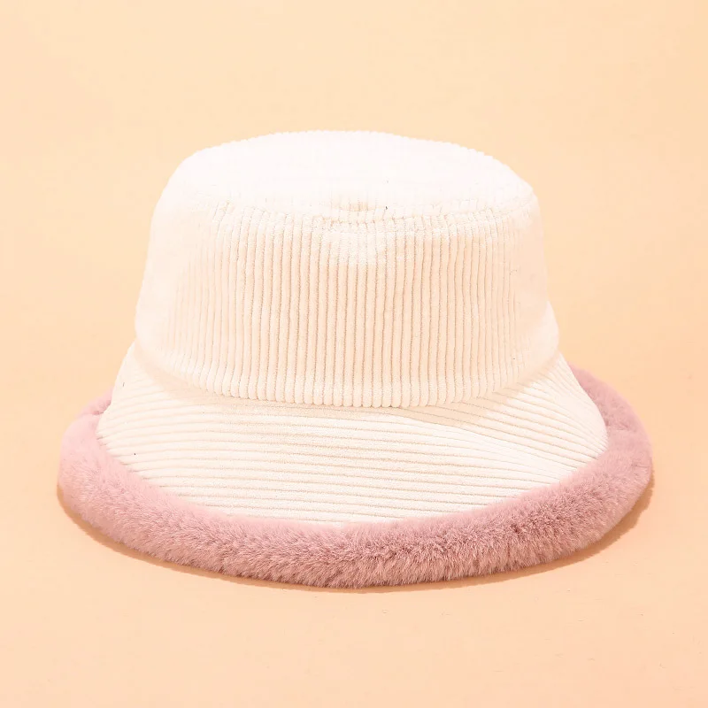 

Winter bucket hat women's girls fashion solid thick thick soft warm fishing hat autumn and winter hat retro bucket hat