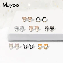 Милые животные мультфильм стиль акриловые серьги милые животные лиса Пингвин украшение для собаки серьги из полимеров подарки для детей эпоксидная смола