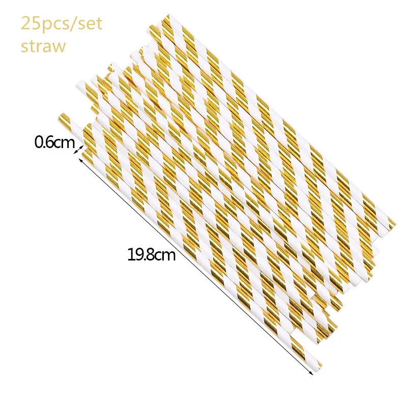 Набор одноразовой посуды в золотую полоску, бумажные стаканчики, соломенная тарелка для свадьбы, дня рождения, новогодняя, Рождественская, праздничная посуда - Цвет: B14