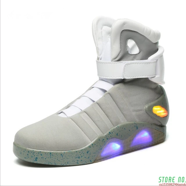 Back To The Future Shoes Cosplay Marty McFly Sneakers Shoes LED Light Glow  Tenis Masculino Adulto