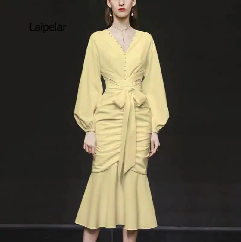 

Spring and Autumn Women's Clothes 2021 Sexy V-neck Mermaid Skirt Casual Long Skirt Women's Dress Suit Mid-length Skirt
