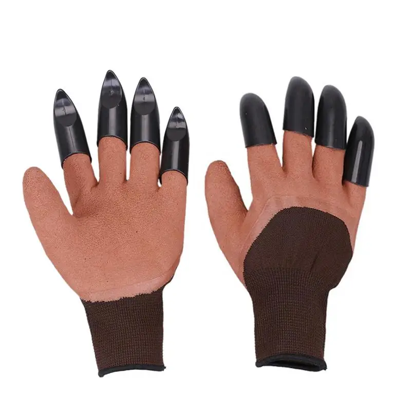 4/8 Hand Claw ABS Plastic Garden Rubber Gloves Gardening Digging Planting Durable Waterproof Work Glove Outdoor