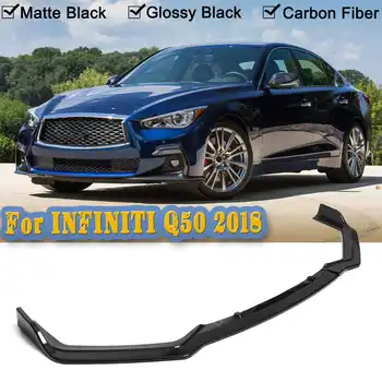 

Front Bumper Spoiler Lip Protection Trim Fit For INFINITI Q50 2018 Sport Model PP Glossy Matte Black Carbon Fiber Painted