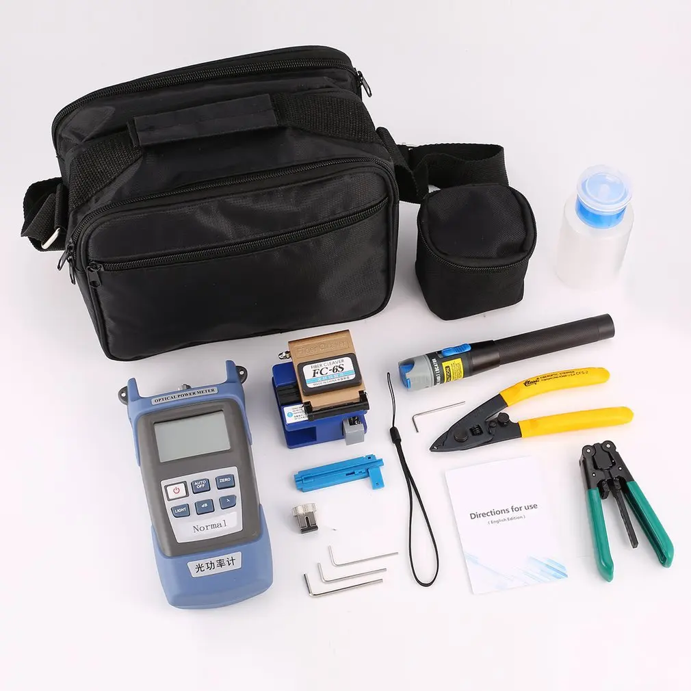 

FTTH Fiber Optic Tool Kit Fiber Cleaver FC-6S Optical Power Meter Cable Wire Stripper Visual Fault Locator 5mW