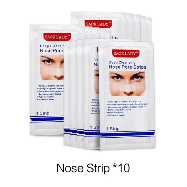 10pcs SACE LADY, маска для удаления черных точек, очиститель пор, носовые полоски, черная голова, нос, точка, отклеивание, наклейка для лица, акне, белая голова - Цвет: 10pcs